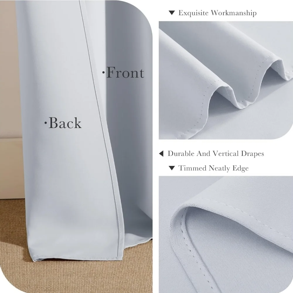 Curtains 2 Panel Set Grommets Gray White Like New!